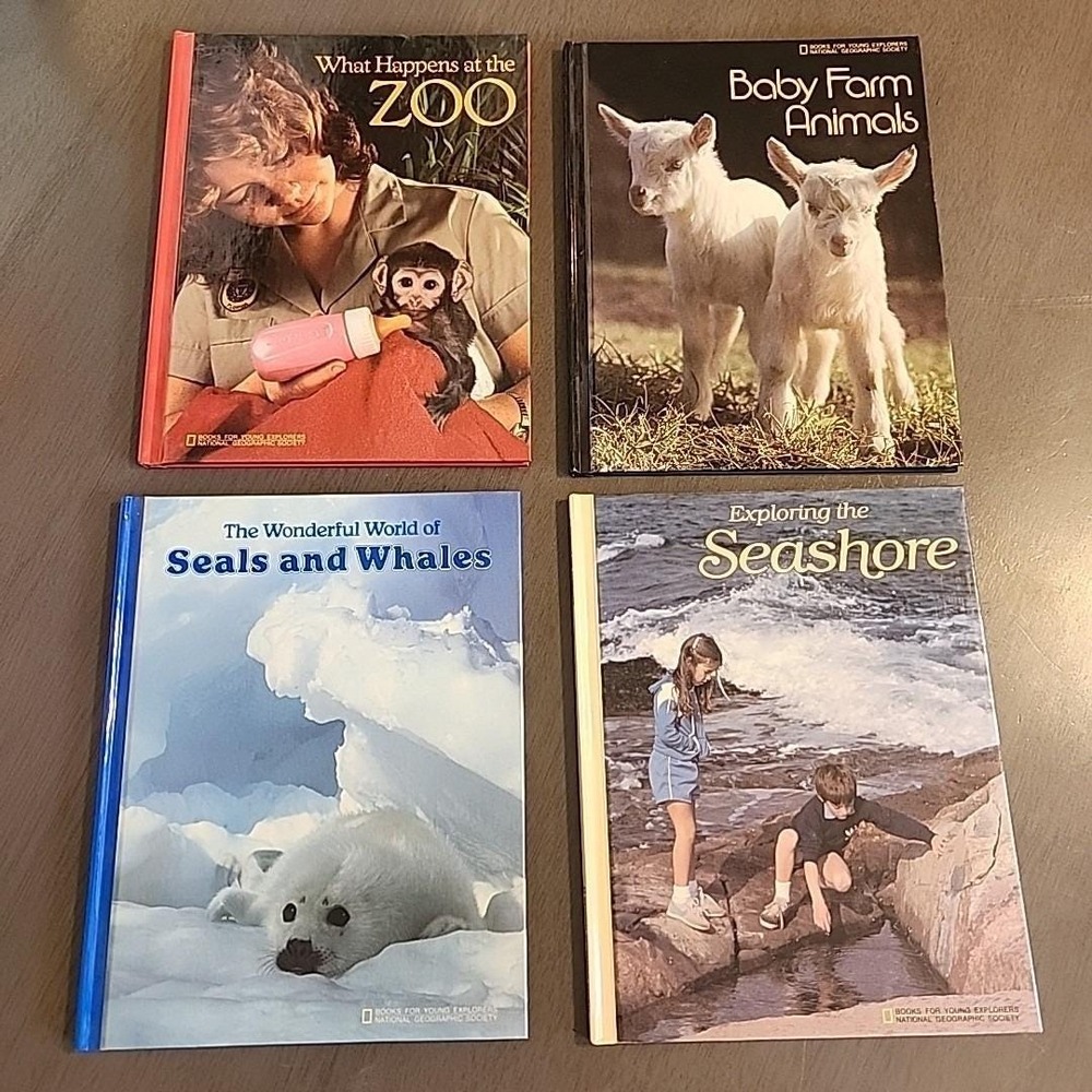 National Geographic Books For Young Readers Lot Of 4 1984 Hardcover Zoo Farm Sea